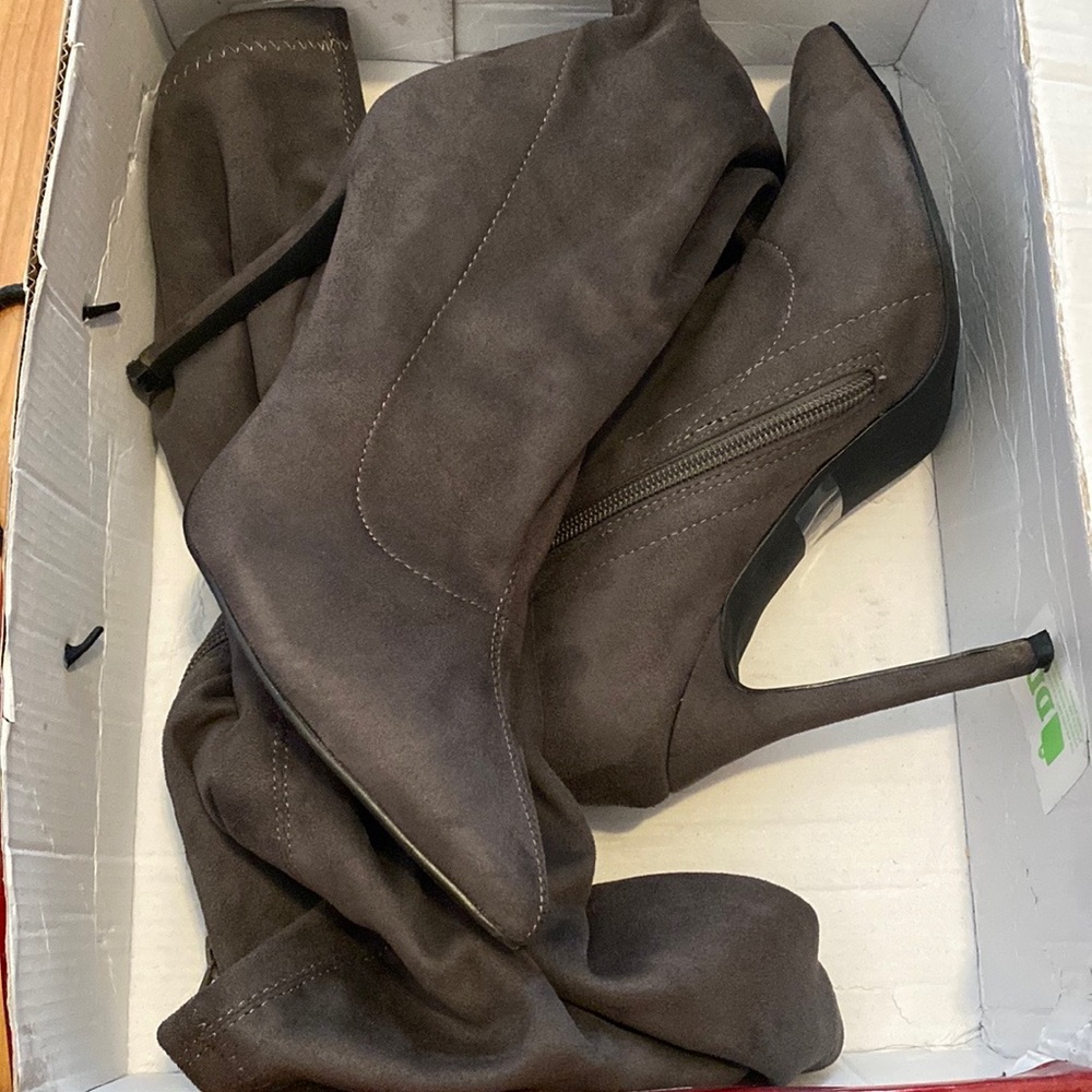 Charcoal Gray Heeled Boots